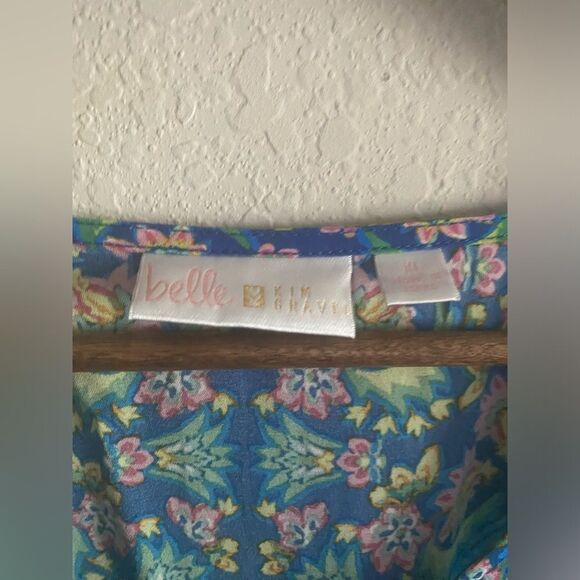 Women Belle By Kim Gravel Blue Bright V-Neck Poncho Flowy Blouse Extra Large XL - Picture 5 of 5